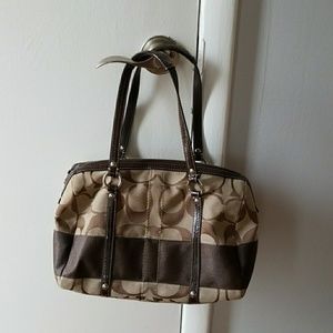 Coach brown canvas tote
